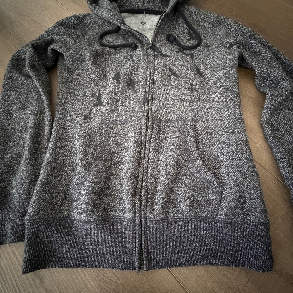 Oiselle Hoodie Women XS‎ Gray Birds Pullover Athletic Running Sweatshirt - Picture 4 of 7
